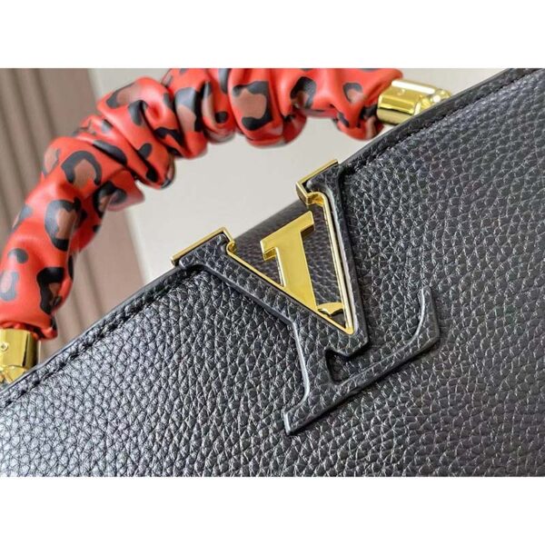 Louis Vuitton LV Women Capucines MM Handbag Black Taurillon Leather (3)