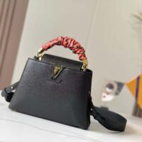 Louis Vuitton LV Women Capucines MM Handbag Black Taurillon Leather (4)