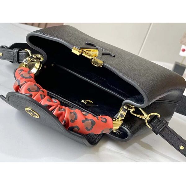 Louis Vuitton LV Women Capucines MM Handbag Black Taurillon Leather (9)