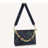 Louis Vuitton LV Women Coussin MM Handbag Navy Blue Lambskin Leather