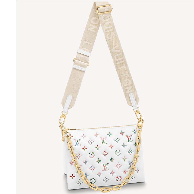 Buy Pre-owned & Brand new Luxury Louis Vuitton Floral Pattern Monogram  Coussin PM White Leather Bag Online