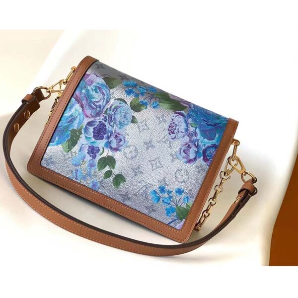 Louis Vuitton LV Women Dauphine MM Handbag Blue Coated Canvas Cowhide Leather (4)