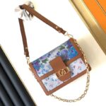 Louis Vuitton LV Women Dauphine MM Handbag Blue Coated Canvas Cowhide Leather - Image 2