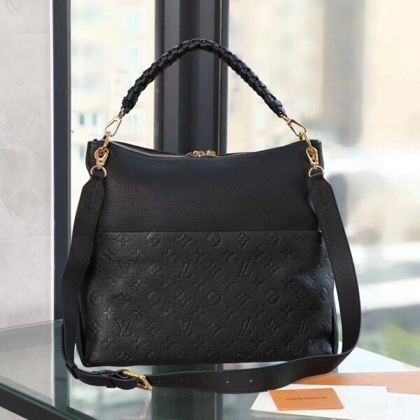 Louis Vuitton LV Women Maida Hobo Handbag Black Embossed Grained Cowhide Leather (1)