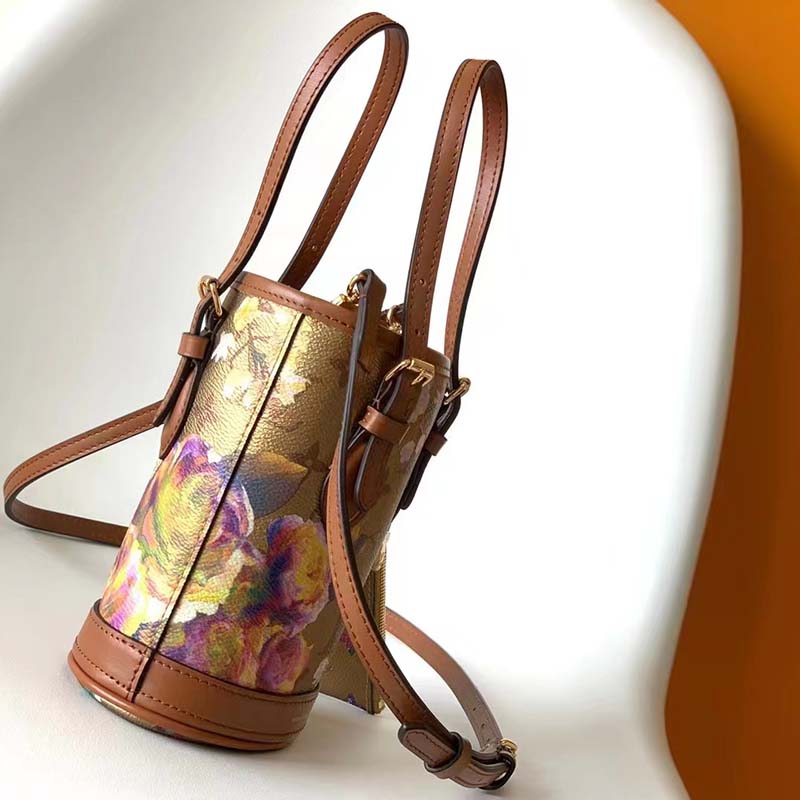 Louis Vuitton Handbag Monogram Floral Nano Bucket Women's M81724 Gold Lv  Garden