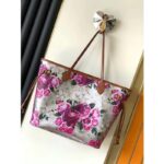 Louis Vuitton LV Women Neverfull MM Tote Bag Silver Coated Canvas Cowhide Leather - Bild 5