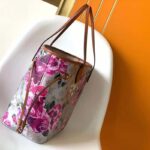 Louis Vuitton LV Women Neverfull MM Tote Bag Silver Coated Canvas Cowhide Leather - Bild 6