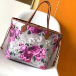 Louis Vuitton LV Women Neverfull MM Tote Bag Silver Coated Canvas Cowhide Leather - Bild 3