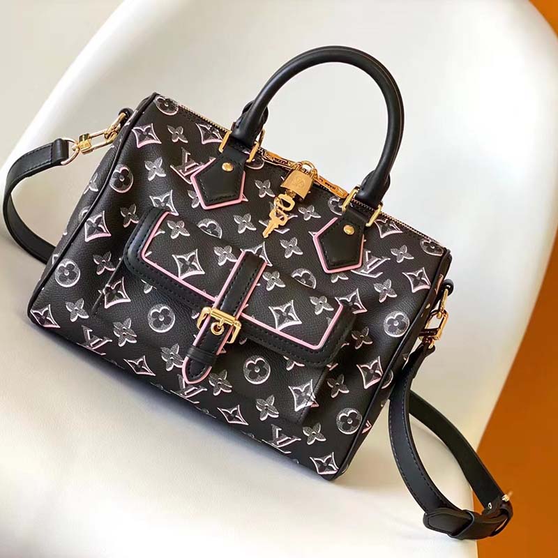 Louis Vuitton Macassar Monogram Speedy 25 Black 14L1016