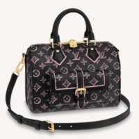 Louis Vuitton LV Women Speedy Bandoulière 25 Handbag Black Monogram Coated Canvas (11)