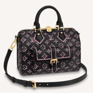 Louis Vuitton LV Women Speedy Bandoulière 25 Handbag Black Monogram Coated Canvas