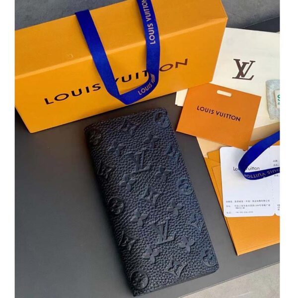 Louis Vuitton Unisex LV Brazza Wallet Black Taurillon Cowhide Leather (7)
