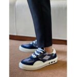 Louis Vuitton Unisex LV Ollie Richelieu Sneaker Blue Mix Materials Bicolor Double Laces - Image 11