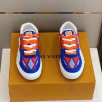 Louis Vuitton Unisex LV Ollie Richelieu Sneaker Orange Mix Materials Bicolor Double Laces (1)