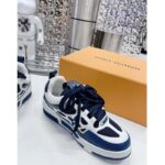 Louis Vuitton Unisex LV Trainer Sneaker Black Monogram Denim Rubber Outsole Flowers - Bild 6