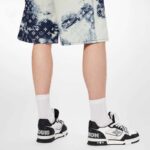 Louis Vuitton Unisex LV Trainer Sneaker Black Monogram Denim Rubber Outsole Flowers - Bild 12