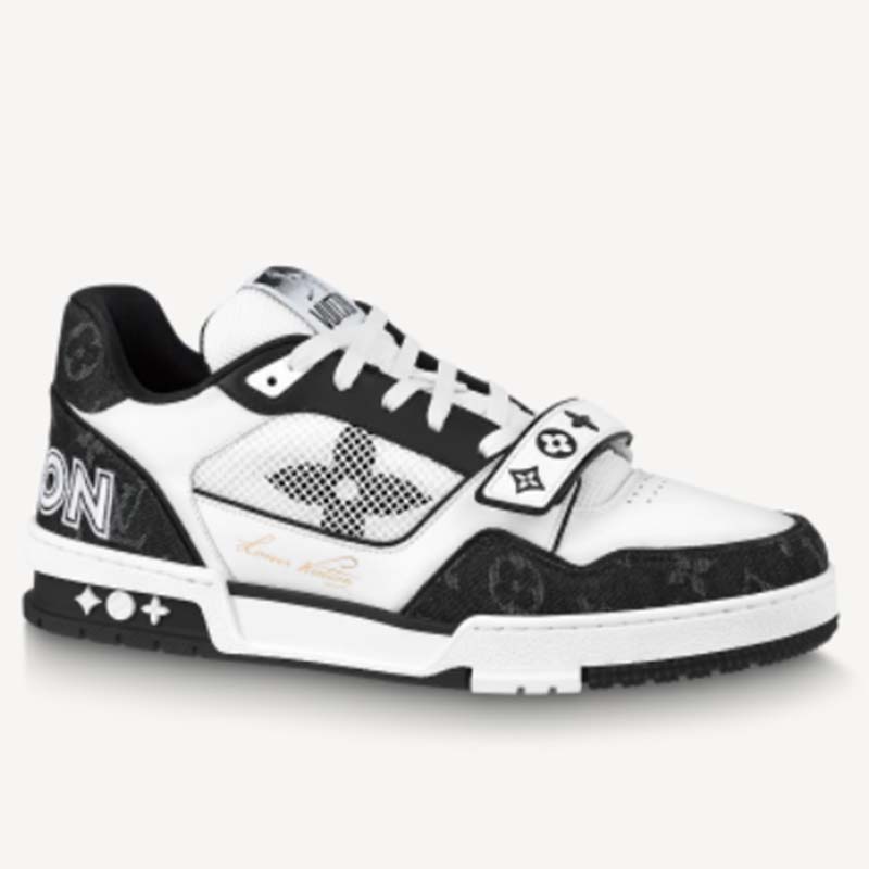 Jual Sepatu Lv Trainer Monogram Denim Black White