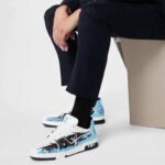 Louis Vuitton Unisex LV Trainer Sneaker Black Printed Calf Leather Rubber Monogram Flowers - Image 12