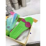 Louis Vuitton Unisex LV Trainer Sneaker Green Grained Calf Leather Rubber Monogram Flowers – Image 8