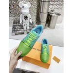 Louis Vuitton Unisex LV Trainer Sneaker Green Grained Calf Leather Rubber Monogram Flowers – Image 7