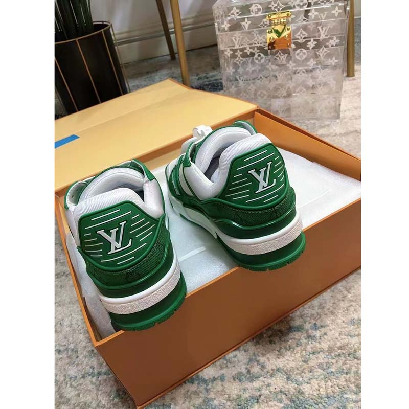 Tênis Louis Vuitton LV Trainer Monogram Denin Green