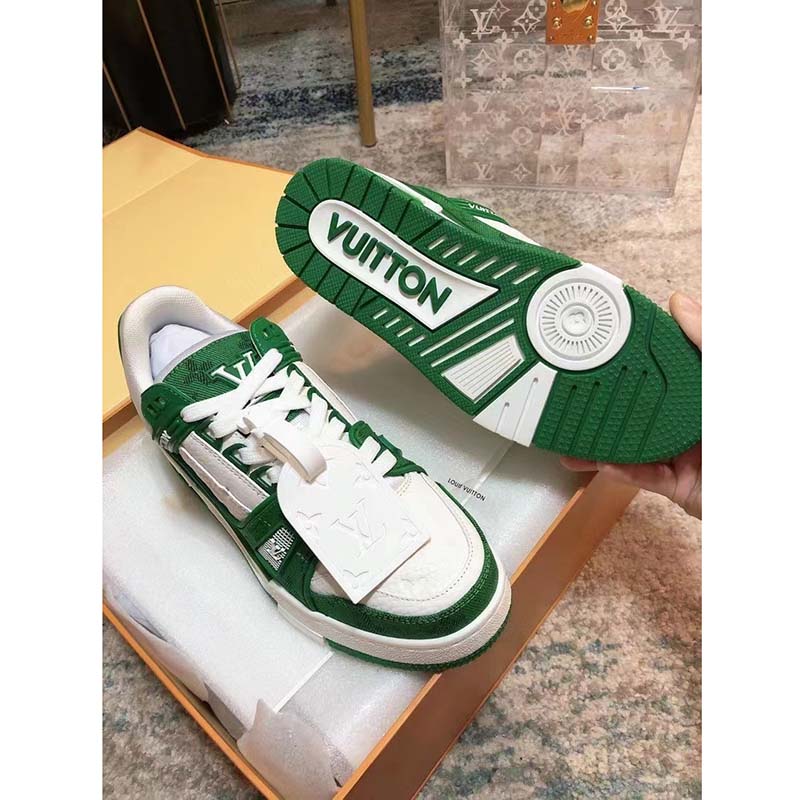 Brand New authentic Louis Vuitton Trainer monogram denim green & white  Sneakers (Size: Euro 44, Men's 10-11) for Sale in Valley Stream, NY -  OfferUp