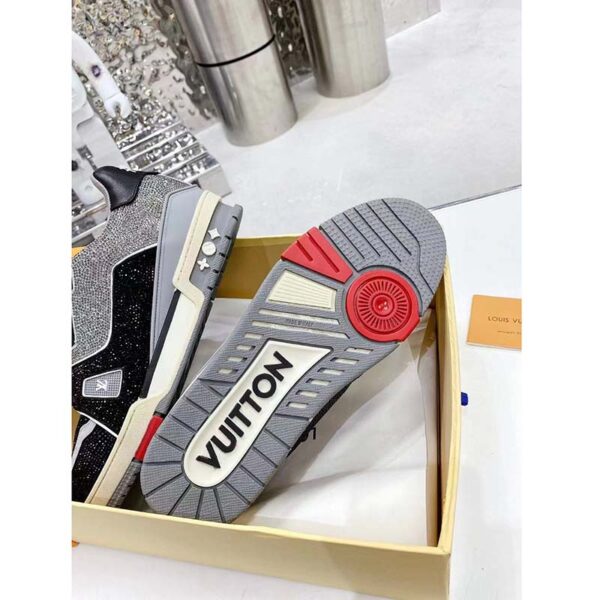 Louis Vuitton Unisex Trainer Sneaker Black Strass Rubber Outsole LV Initials Monogram Flowers (13)