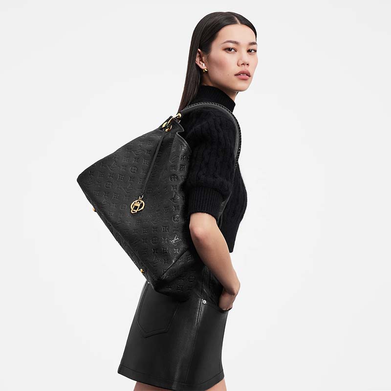 Louis Vuitton Women Artsy MM Handbag Black Monogram Empreinte Embossed  Supple Grained Cowhide - LULUX