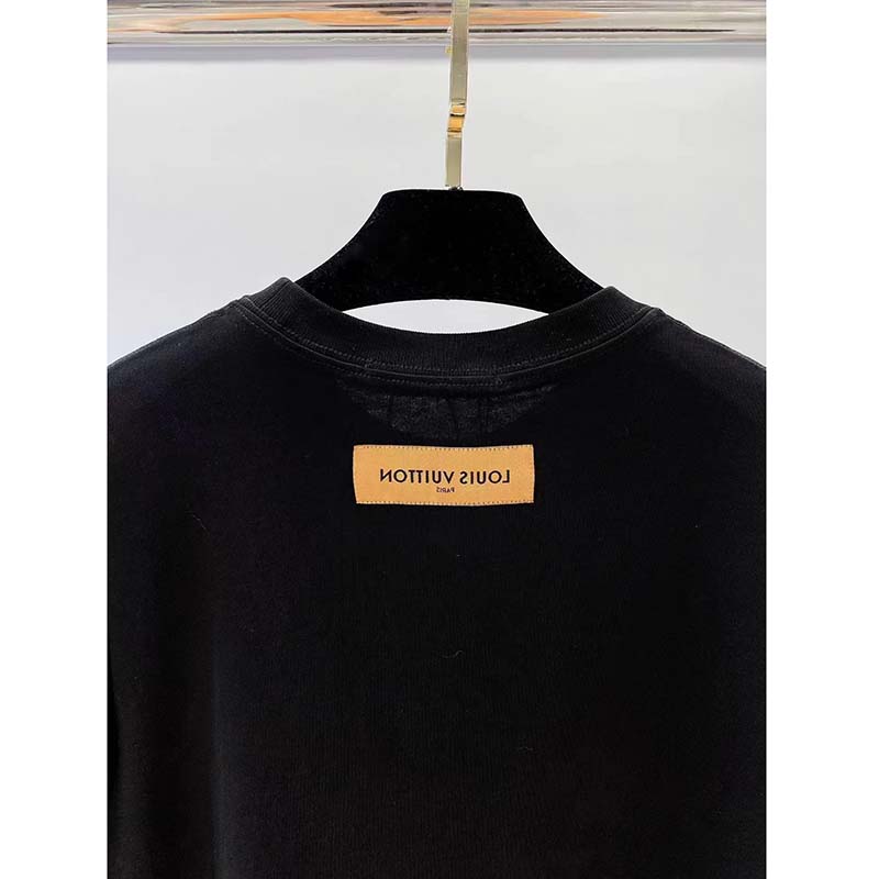 Louis Vuitton Men Embroidered LV Flower T-Shirt Cotton Louis Vuitton Men Embroidered LV Flower T-Shirt Cotton