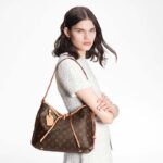 Louis Vuitton Women LV CarryAll PM Handbag Brown Monogram Coated Canvas Microfiber – Image 12