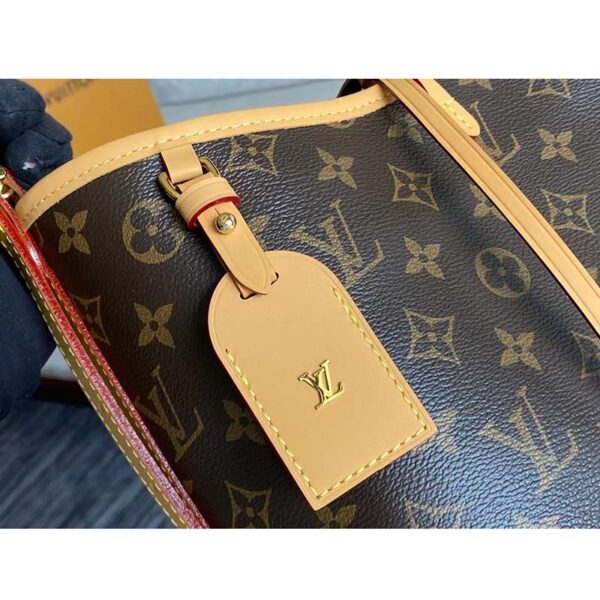 Louis Vuitton Women LV CarryAll PM Handbag Brown Monogram Coated Canvas Microfiber (6)