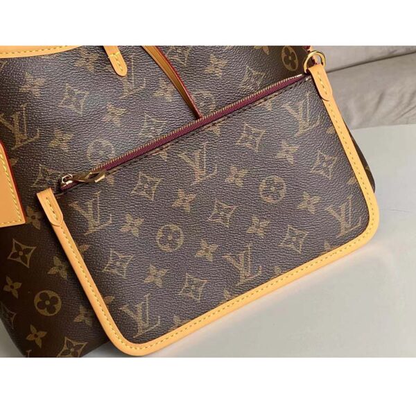 Louis Vuitton Women LV CarryAll PM Handbag Brown Monogram Coated Canvas Microfiber (7)