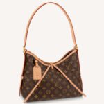 Sac à main Louis Vuitton pour femme LV CarryAll PM en toile enduite monogrammée marron et microfibre