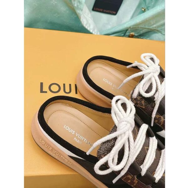 Louis Vuitton Women LV Lous Open-Back Sneaker Black Suede Calf Leather Double Laces (8)