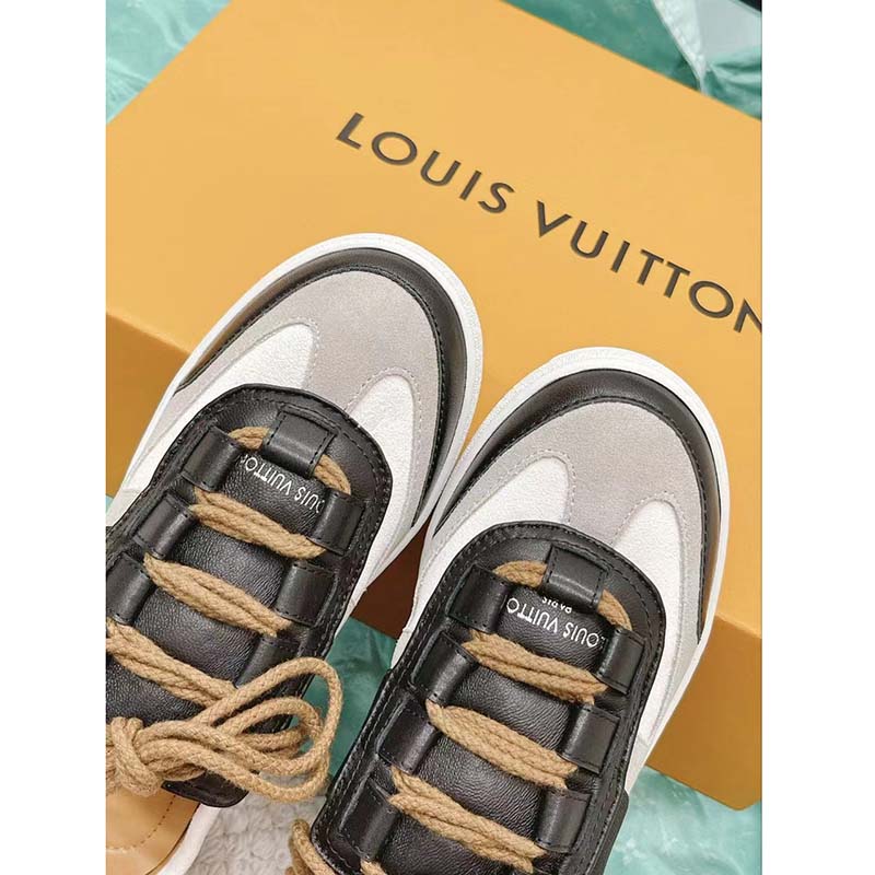 Louis Vuitton White Knit Fabric And Leather Aftergame Lace Up Sneakers Size  36 Louis Vuitton