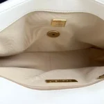 Chanel Women CC 19 Flap Bag Calfskin Gold Silver-Tone Metal White