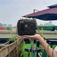 Chanel Women CC Mini Box Bag Black Calfskin Leather Gold-Tone Metal (18)