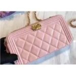 Chanel Women Boy Chanel Pink Long Zipped Wallet Grained Calfskin Leather – Bild 9