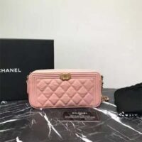Chanel Women Chanel Pink Long Zipped Wallet Calfskin Leather (4)