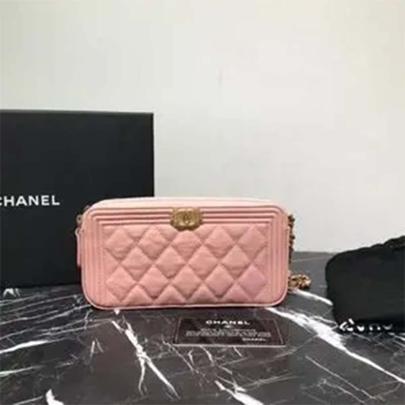 Chanel Women Chanel Pink Long Zipped Wallet Calfskin Leather (8)