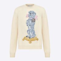 Dior Men CD Bobby Sweater Ecru Cashmere Jacquard Ribbed Round Collar (1)