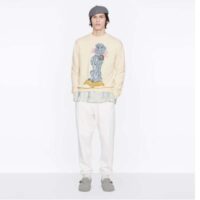 Dior Men CD Bobby Sweater Ecru Cashmere Jacquard Ribbed Round Collar (1)