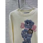 Dior Men CD Bobby Sweater Ecru Cashmere Jacquard Ribbed Round Collar - Imagen 8