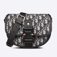 Dior Unisex CD Mini Gallop Bag Strap Beige Black Oblique Jacquard Grained Calfskin (10)