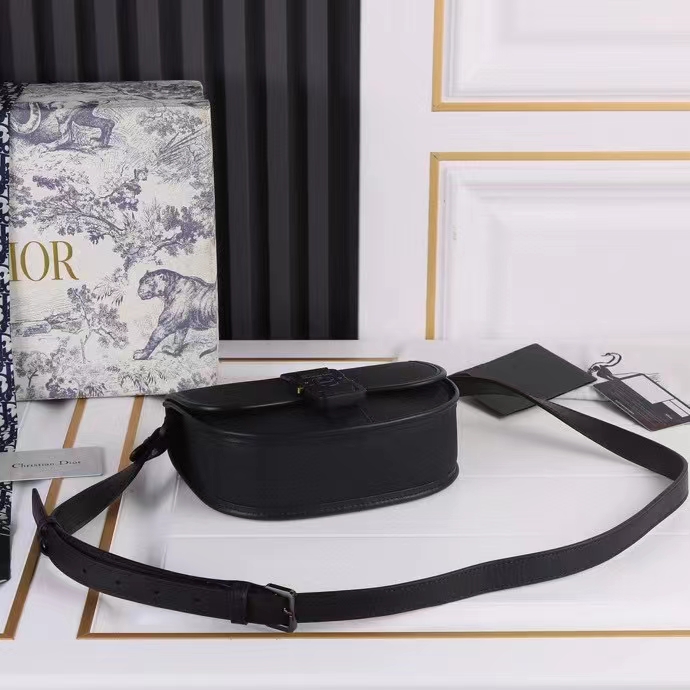 Dior Unisex CD Mini Gallop Bag Strap Black Grained Calfskin