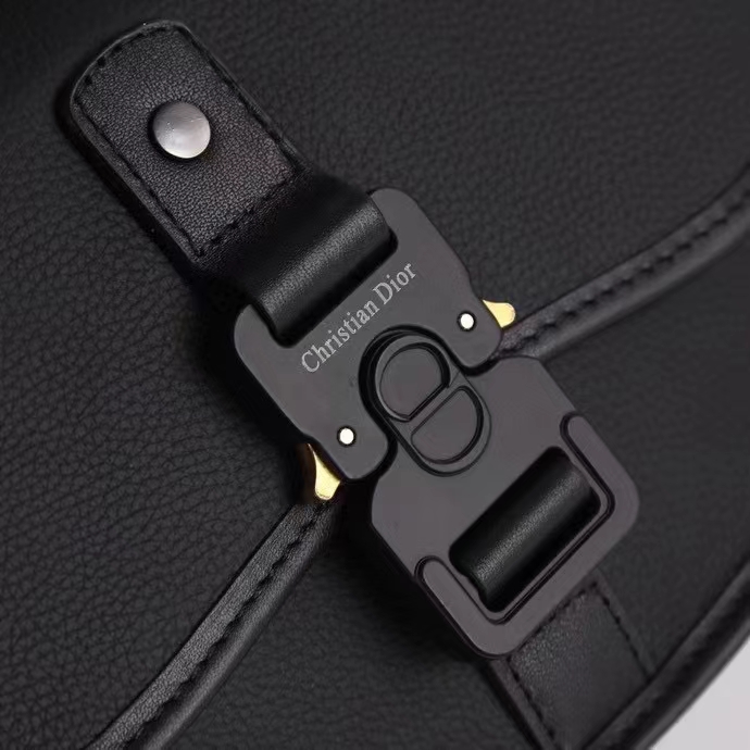 Dior Unisex CD Mini Gallop Bag Strap Black Grained Calfskin