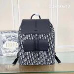 Dior Unisex CD Motion Backpack Beige Black Dior Oblique Jacquard Grained Calfskin - Imagen 2