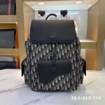 Dior Unisex CD Saddle Backpack Beige Black Dior Oblique Jacquard Grained Calfskin - Image 2