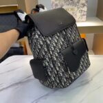 Dior Unisex CD Saddle Backpack Beige Black Dior Oblique Jacquard Grained Calfskin - Image 6