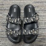 Dior Unisex CD Shoes Aqua Sandal Beige Black Dior Oblique Jacquard Black Calfskin - Image 3